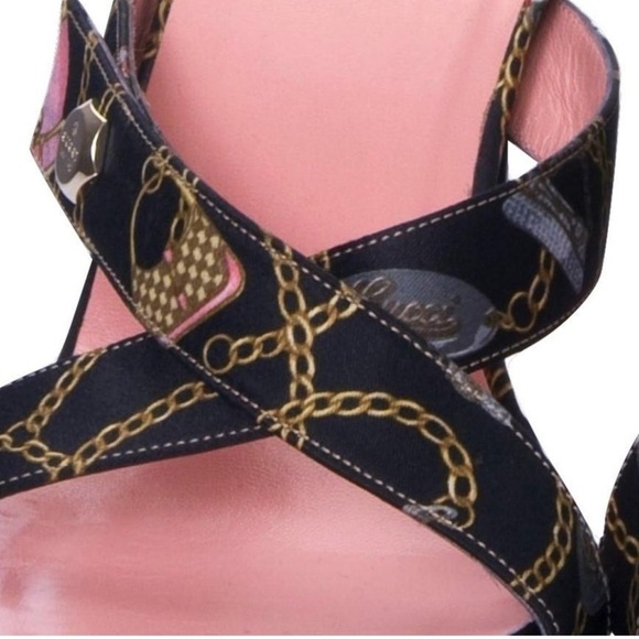 GUCCI Tom Ford For Gucci Vintage Chain Logo Satin Slide Heels size 7 - Picture 11 of 16